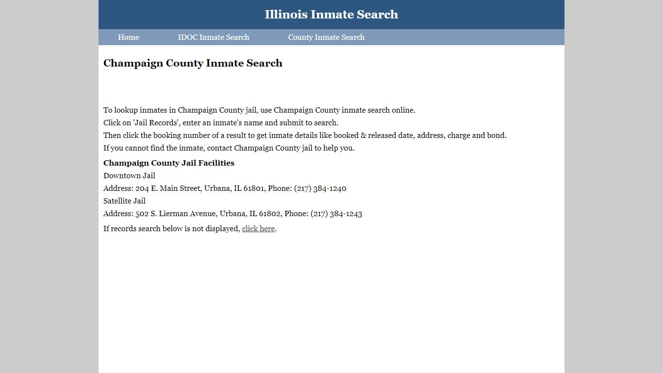 Champaign County Inmate Search